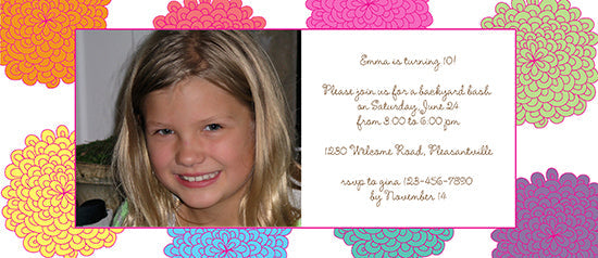 Multicolored Dahlias Birthday Invitation