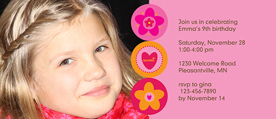 Blooming Circle Border Birthday Invitation