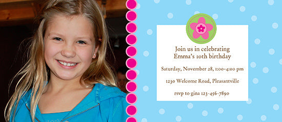 Turquoise Dot Frame Birthday Invitation