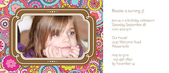 Retro Flower Collage Birthday Invitation