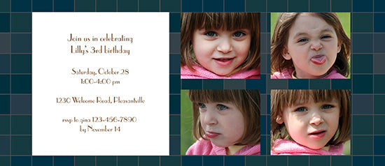 Dark Blue Mosaic Birthday Invitation