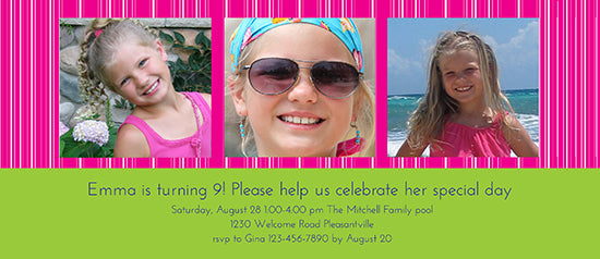 Watermelon Pinstriping Birthday Invitation