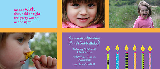 Birthday Candles - Green & Orange Birthday Invitation