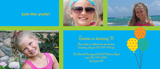 Join the Party Balloons Birthday Invitation