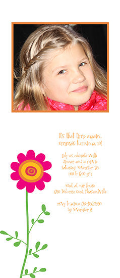 Pink Flower Power Birthday Invitation