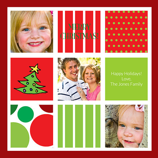 Christmas Tree Pattern Blocks Holiday Cards