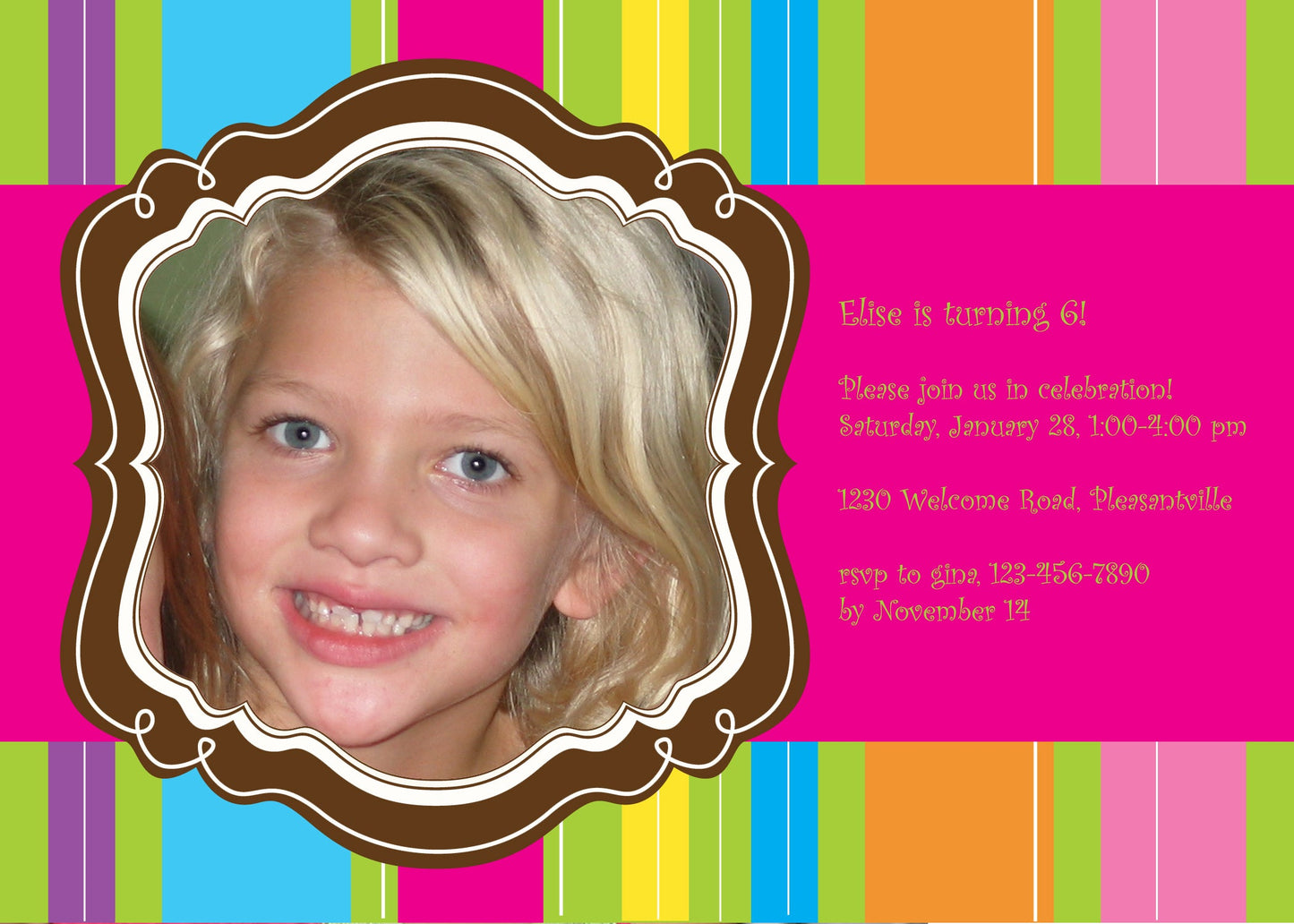Classic Multi Stripe Birthday Invitation