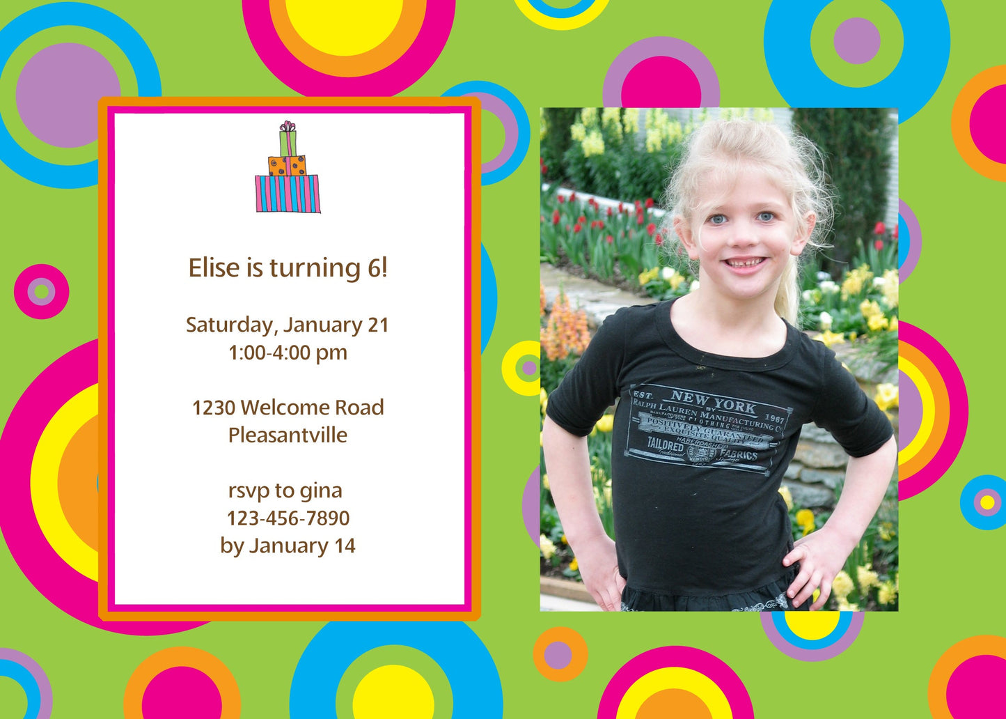 Psychedelic Circles 2 Birthday Invitation