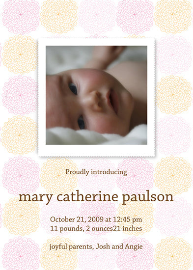 Delightful Dahlias Birth Announcements