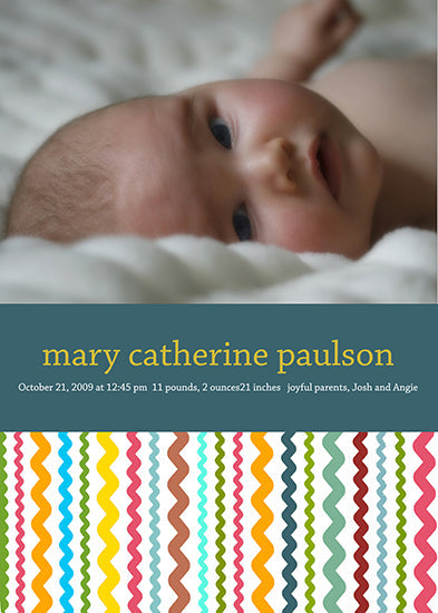 Rick Rack - Multicolor Birth Announcements