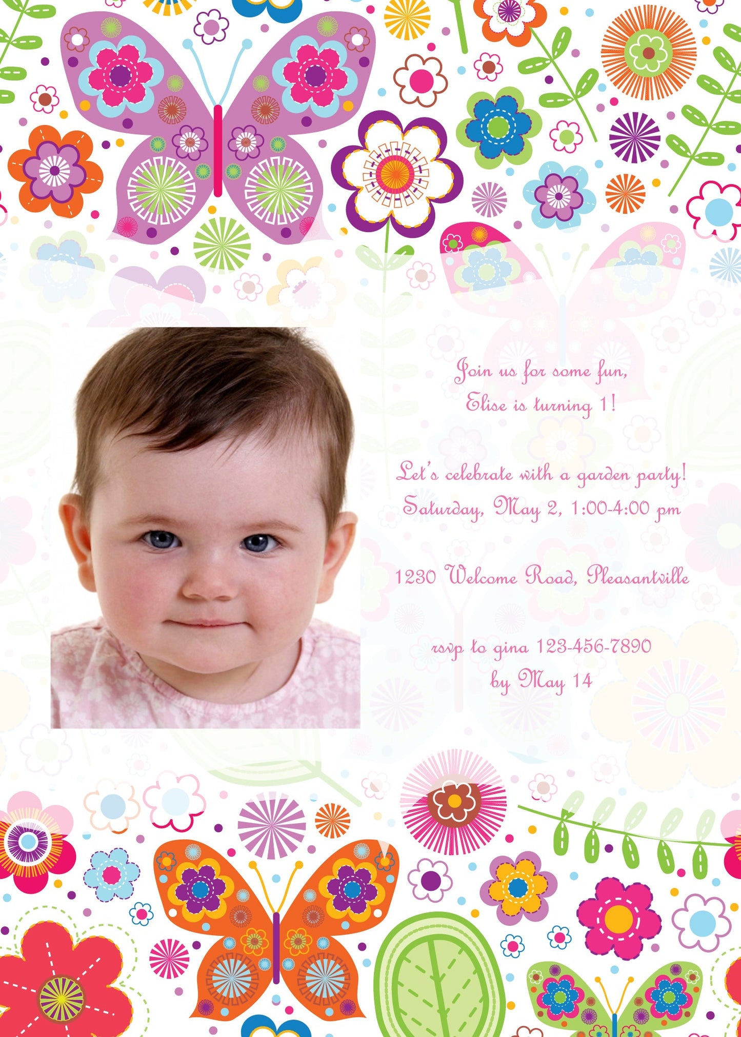 Butterflies Menagerie Birthday Invitation