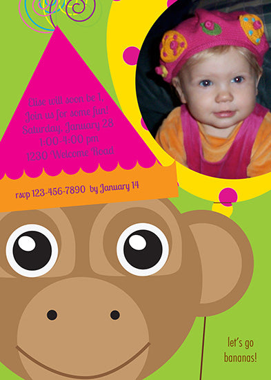 Let's Go Bananas Monkey Birthday Invitation