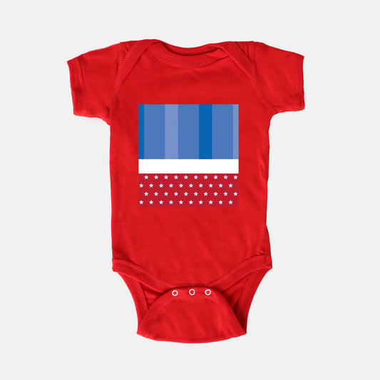 baby clothing, baby onesie, baby bodysuit, red, Fourth of July, Memorial Day, labor day, patriotic, baby accessories, red white and blue 