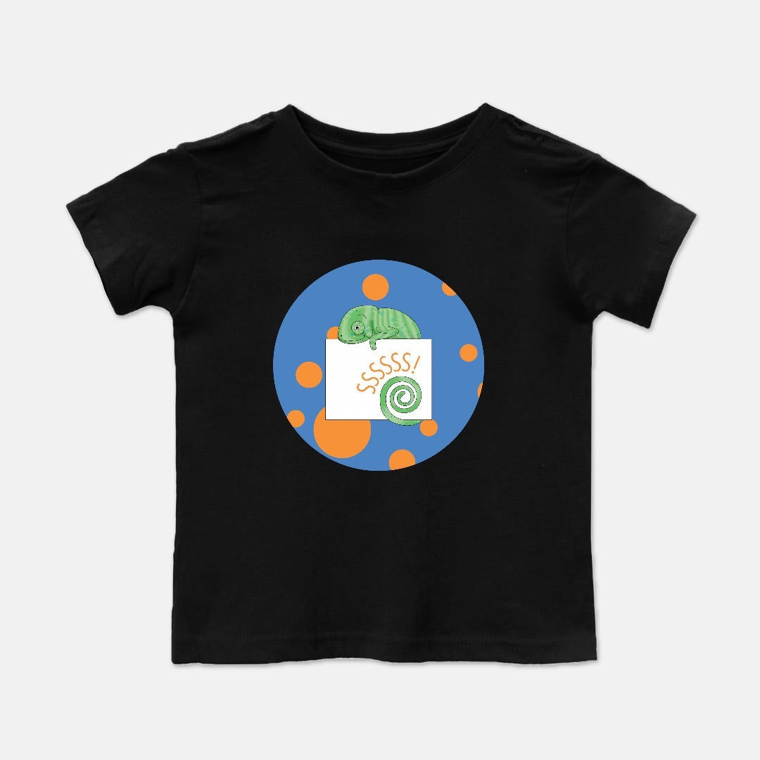 Jungle Animals Chameleon Short-Sleeve Toddler Tee, Blue Pattern