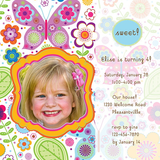 Butterflies Menagerie Birthday Invitation