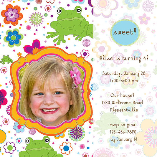 Frog Menagerie Birthday Invitation, 5x5