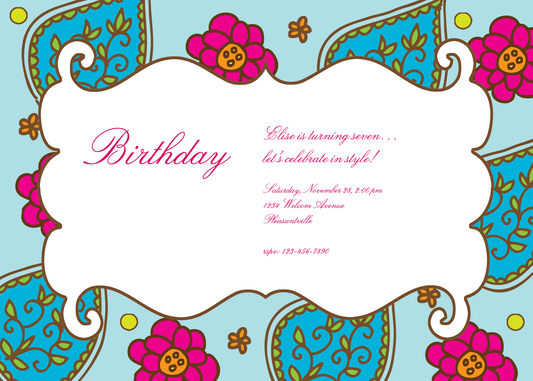 Pretty Paisley Birthday Invitation