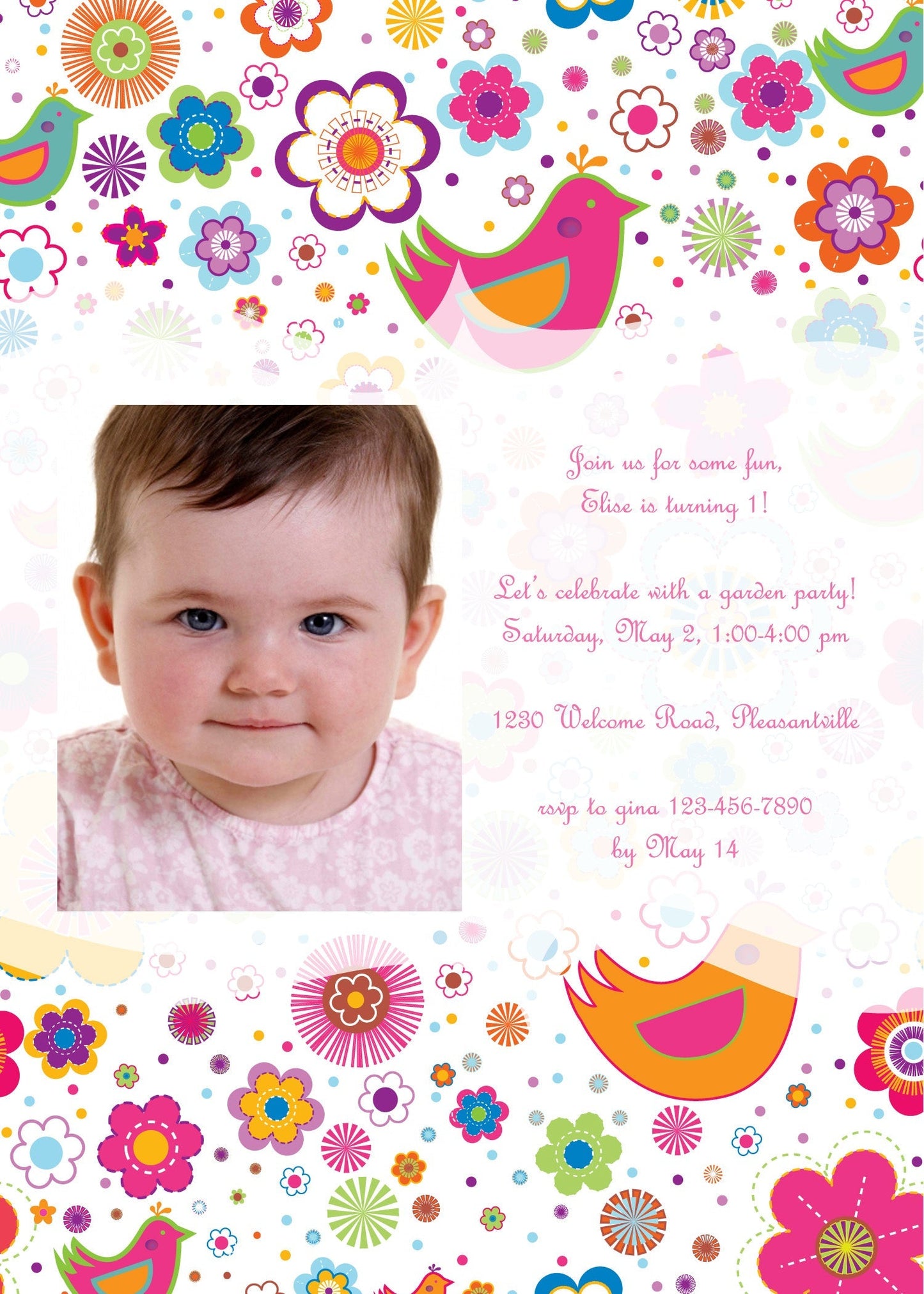 Bird Menagerie Birthday Invitation