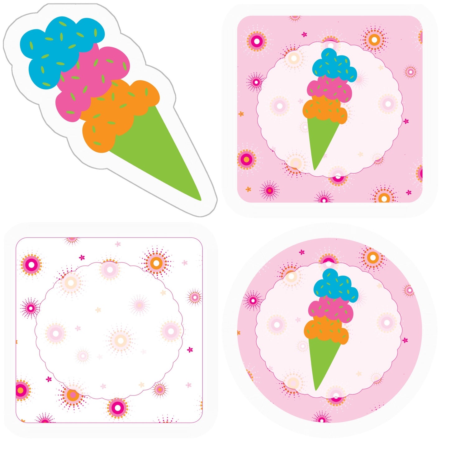 Triple Scoop Firework Flowers Stickers