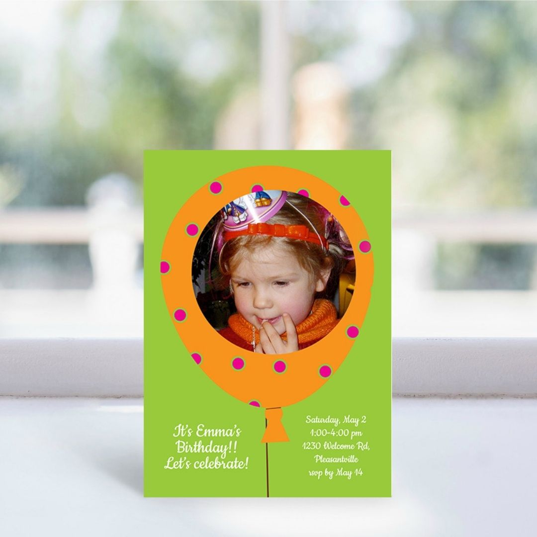 Balloon - Orange Birthday Invitation