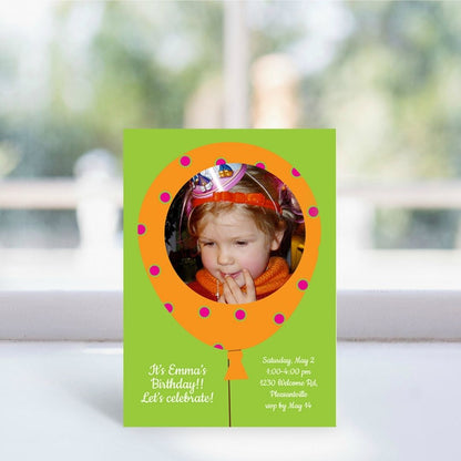 Balloon - Orange Birthday Invitation