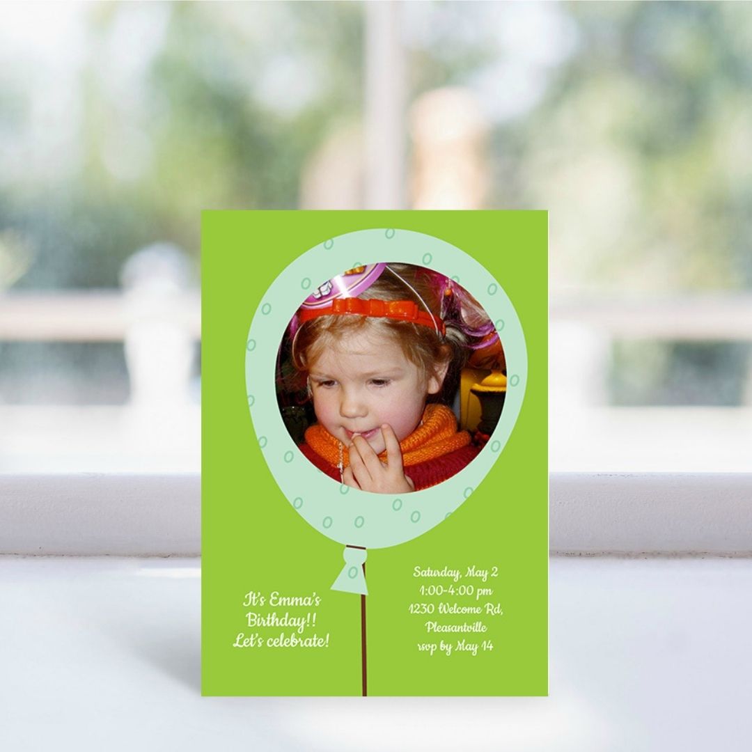 Balloon - Teal Birthday Invitation