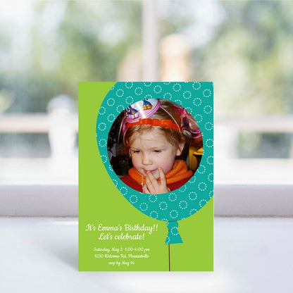 Balloon - Turquoise Birthday Invitation