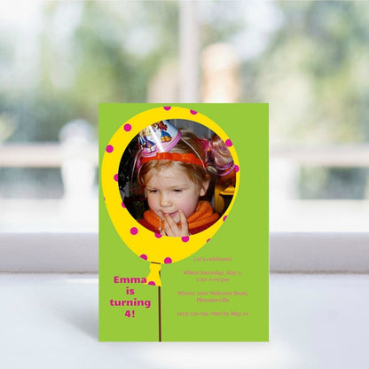 Balloon - Yellow Birthday Invitation
