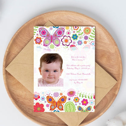 Butterflies Menagerie Birthday Invitation, 5x7