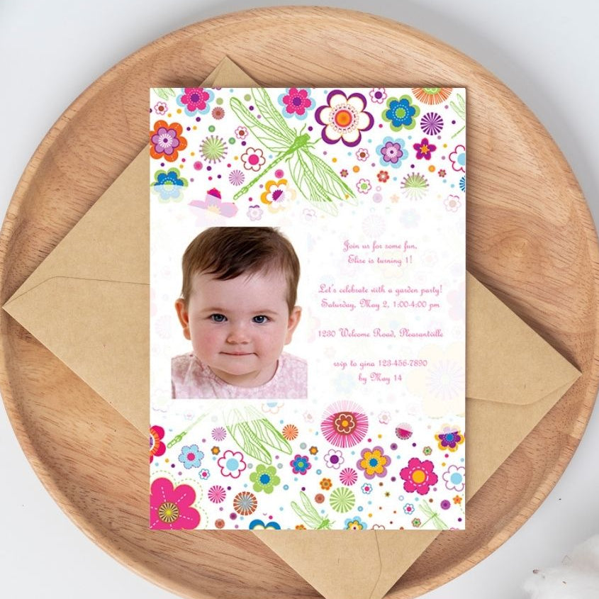 Dragonflies Menagerie Birthday Invitation, 5x7