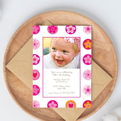 Flower Circles Birthday Invitation