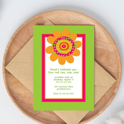 Funky Daisy Birthday Invitation