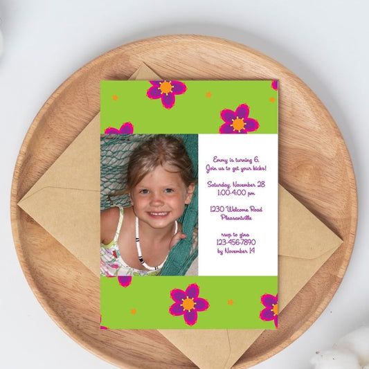 Funky Flowers Birthday Invitation