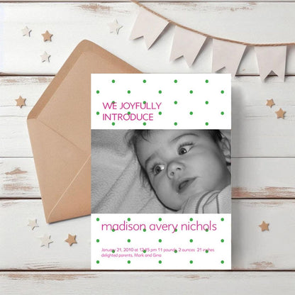 Green Dots Birth Announcement
