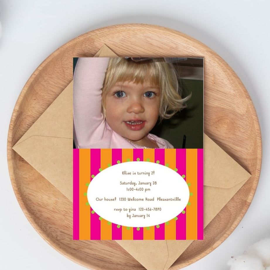 Hot Stripes Birthday Invitation