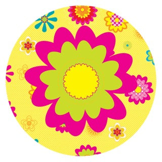 Floating Flowers & Stripes Yellow Digital Download