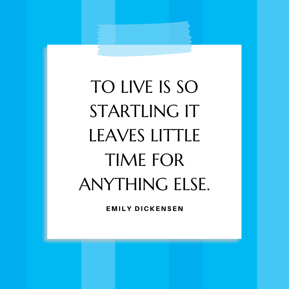”To live is so startling it leaves little time for anything else.” Emily Dickensen