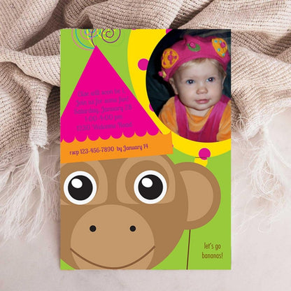 Let's Go Bananas Monkey Birthday Invitation