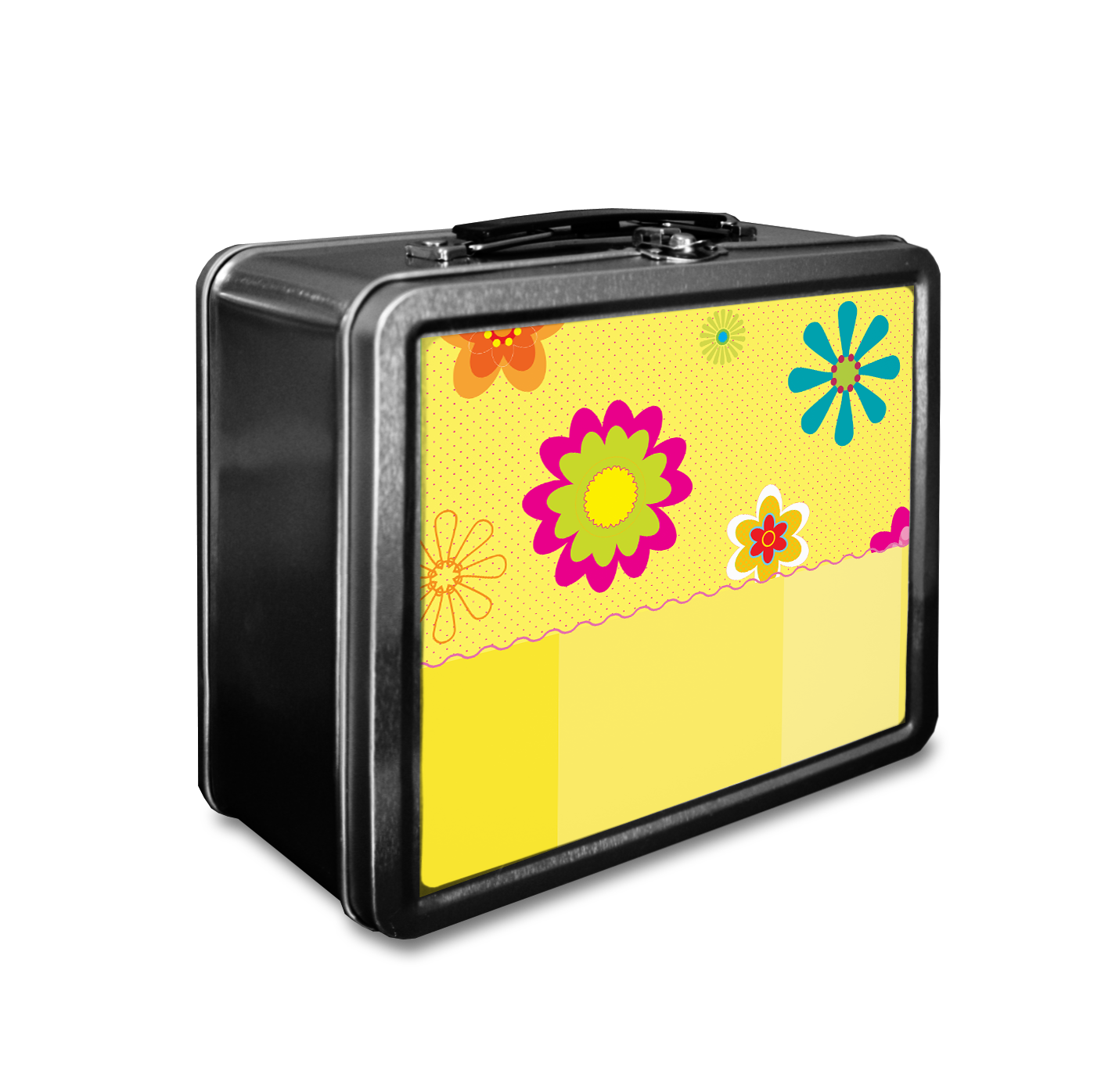 Floating Flowers & Stripes Yellow Lunchbox