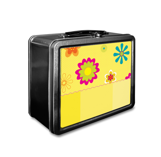 Floating Flowers & Stripes Yellow Lunchbox