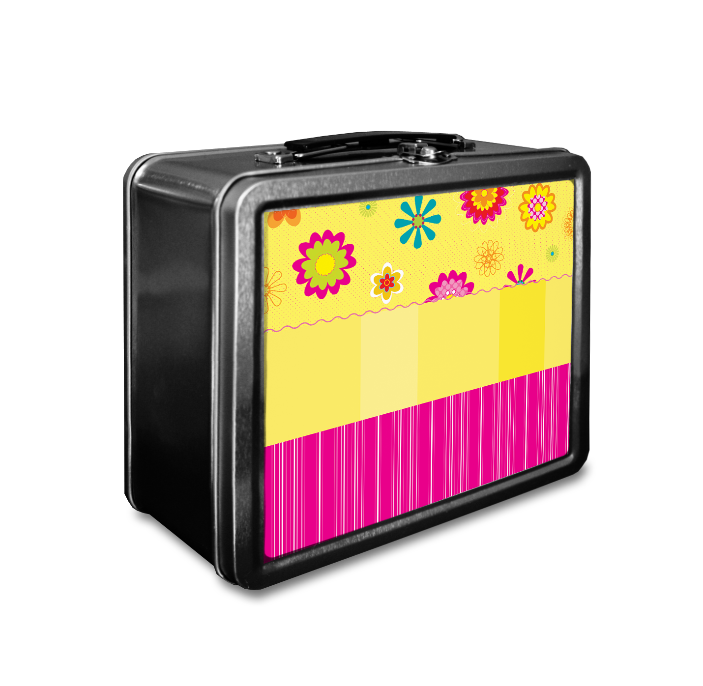 Floating Flowers & Stripes Pink Lunchbox