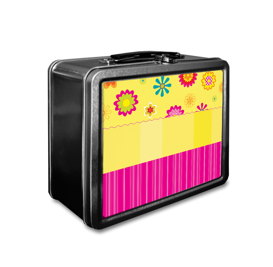 Floating Flowers & Stripes Pink Lunchbox