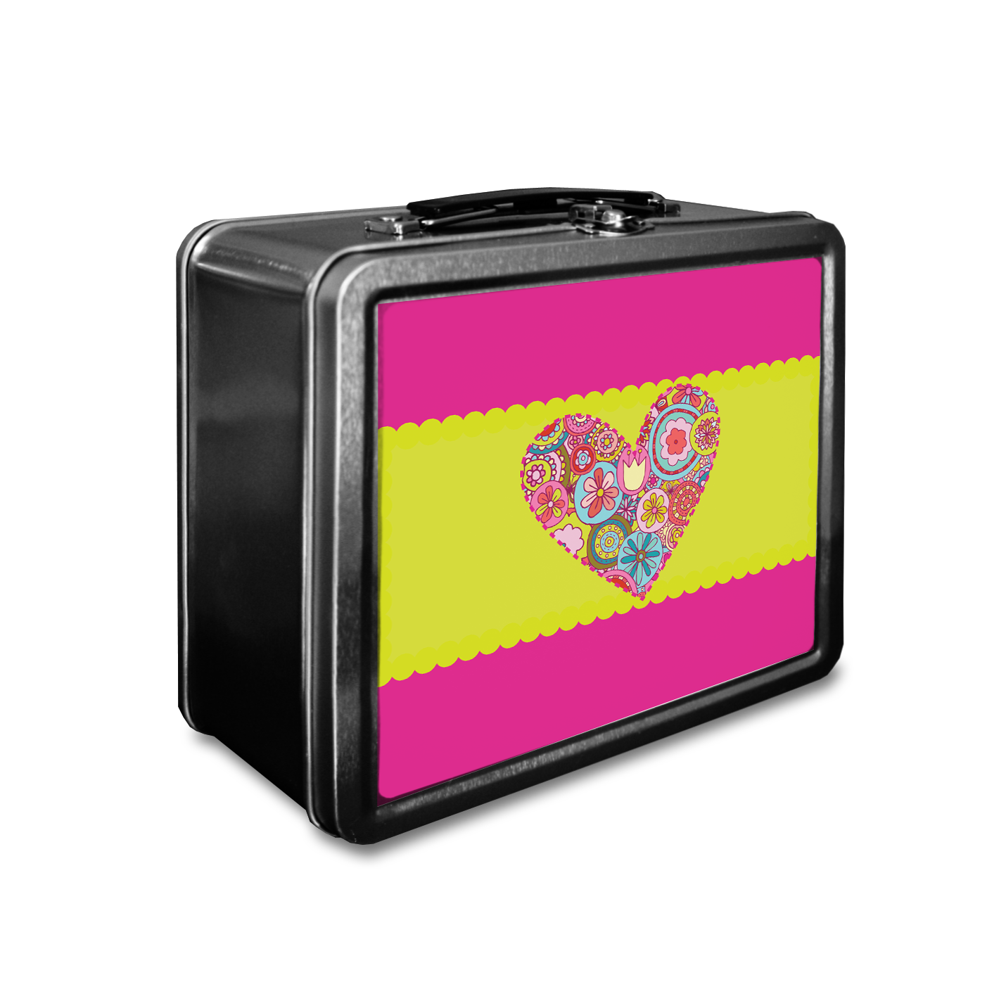 Retro Flower Collage Heart Lunchbox