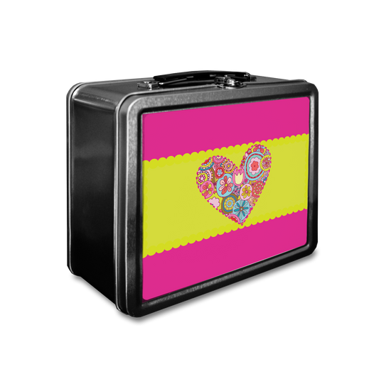 Retro Flower Collage Heart Lunchbox