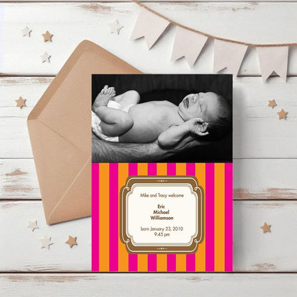 Neon Stripes Birth Announcement