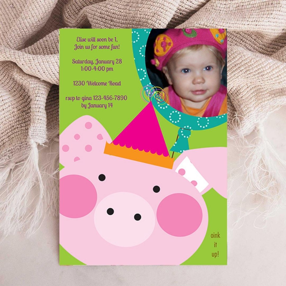 Oink It Up Birthday Piggy Invitation