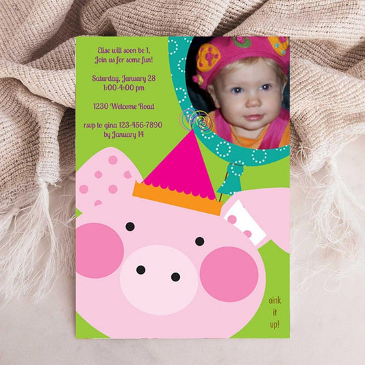 Oink It Up Birthday Piggy Invitation