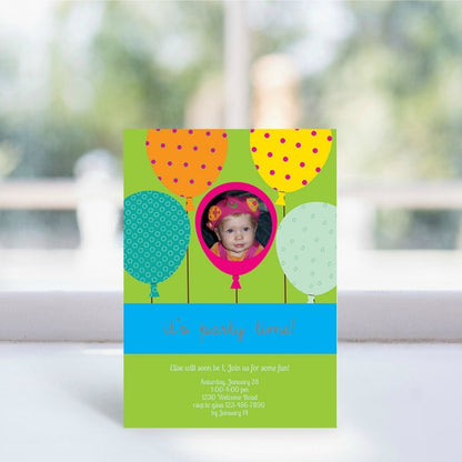 Party Time Balloons Birthday Invitation