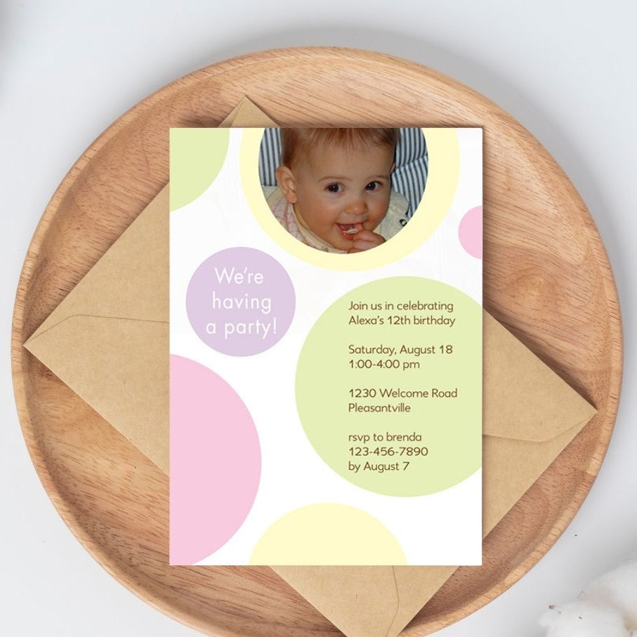 Pastel Circles Birthday Invitation