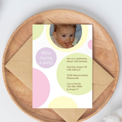 Pastel Circles Birthday Invitation
